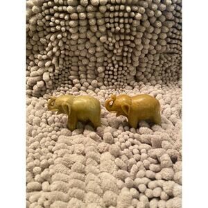 MCM Vintage Chinese Hand Carved Soapstone Elephant Figures